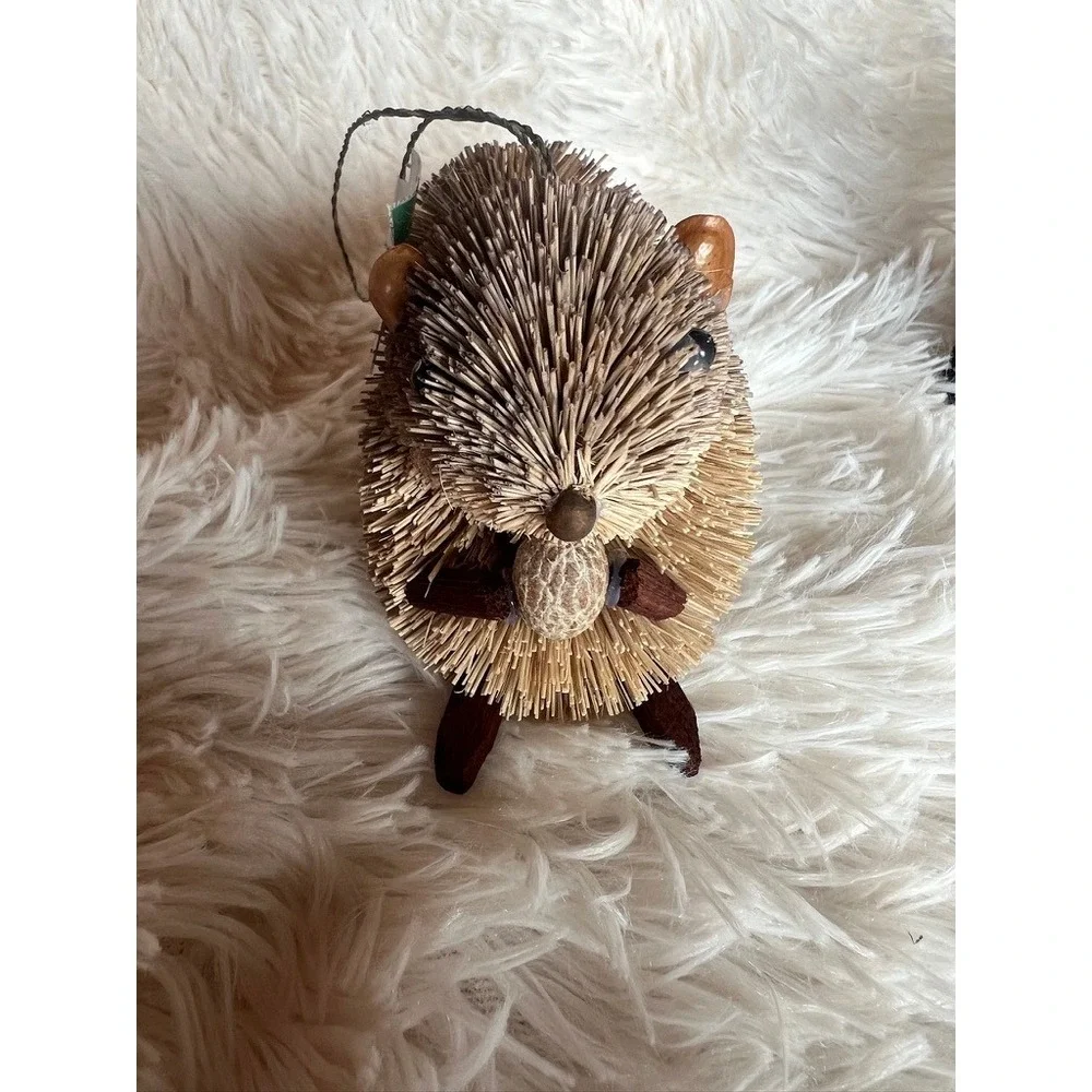 Kurt Adler Buri Fiber Woodland Ornaments Christmas Raccoon Chipmunk Rustic